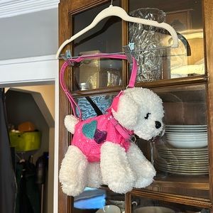 Poochie & Co White Cute Soft Dog Purse W/ Sequin Jacket